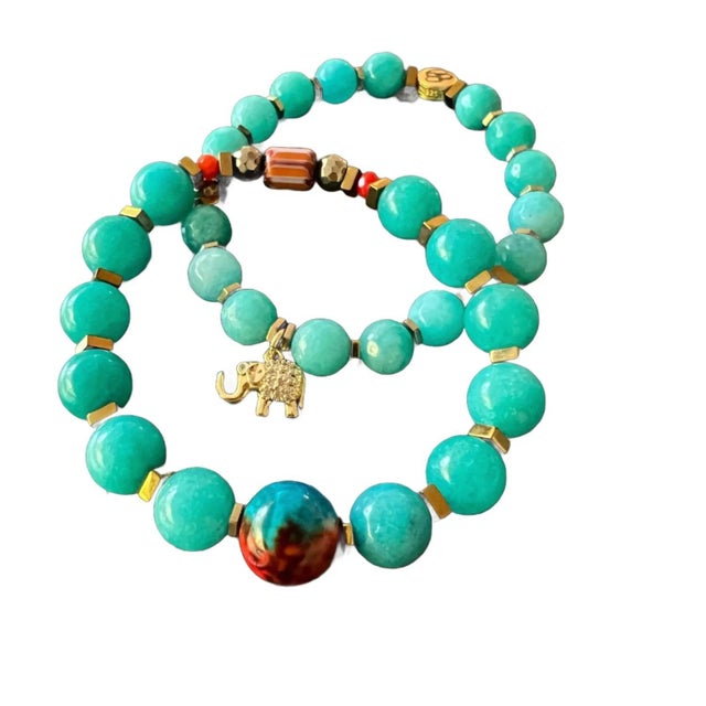 Amazonite Stone Hope Beaded Bracelet For Sale In Miami - Image 6 of 7