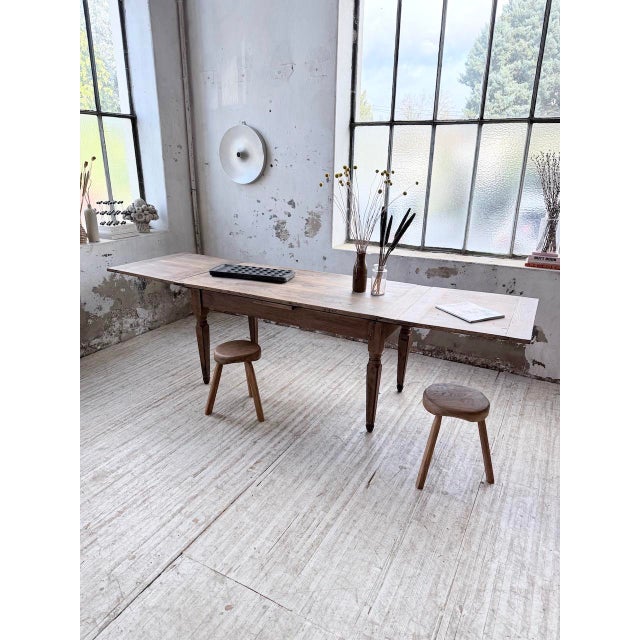 Vintage Farmhouse Table in Oak with Integrated Extensions, 1950s For Sale - Image 14 of 18