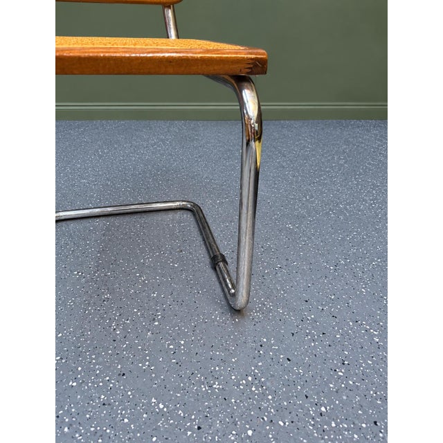Wood 1980's Italian Cesca-Style Cane and Chrome B64 Armchair After Marcel Breuer For Sale - Image 7 of 9