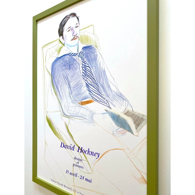 David Hockney Vintage 1975 Lithograph Print Framed Paris Exhibition Poster " Jacques De Bascher De Beaumarchais " 1973 For Sale - Image 11 of 13