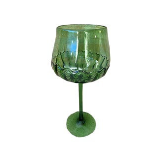 Mid-Century Decorative Green Cut Glass Cup, 1960s For Sale