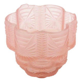 Art Deco French Pink Glass Vase, 1930s For Sale