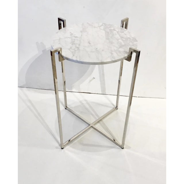 Worlds Away Worlds Away Modern Nickel and Marble Abel Side Table For Sale - Image 4 of 6