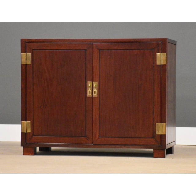 A modern solid mahogany four drawer and two door credenza chest. Very well made similar to Henredon or Baker. Unmarked....
