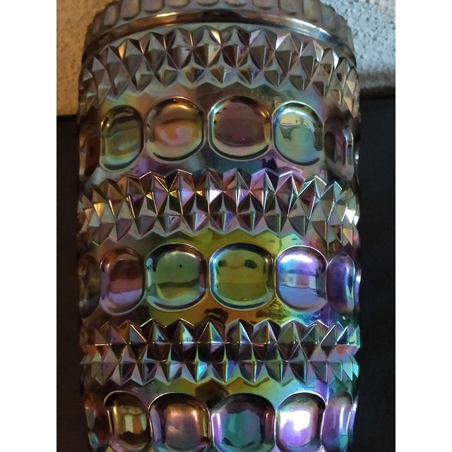 Glass Vintage Pressed Glass Carnival Glass Vase, 1960s For Sale - Image 7 of 9
