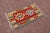 Rustic 1970s Southwestern Style Geometric Design Handmade Red Oushak Accent Kilim Rug For Sale - Image 3 of 11