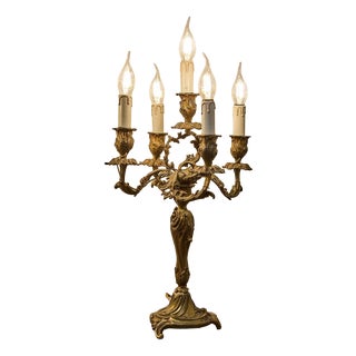 19th Century Bronze Candelabra Lamps, Set of 2 For Sale