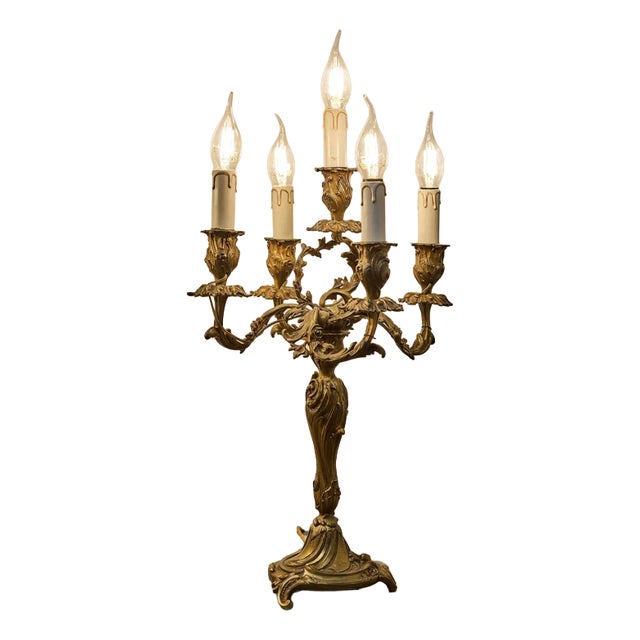 19th Century Bronze Candelabra Lamps, Set of 2 For Sale