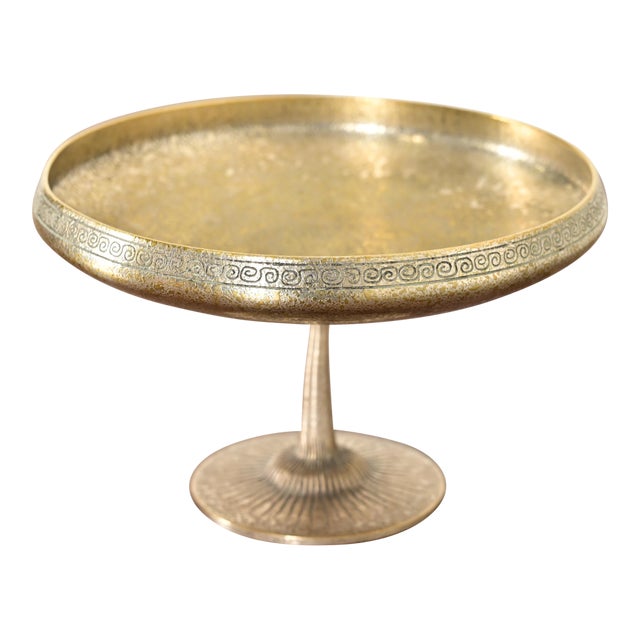 Tiffany Studios New York Bronze Doré Pedestal Bowl or Compote Dish With Greek Key Design For Sale