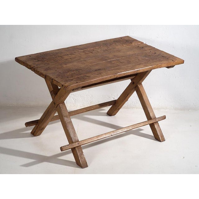 Brown Antique X-Shape Dining Table, 1920s For Sale - Image 8 of 15