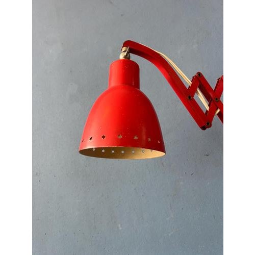Mid-Century Modern Red Hala Scissor Wall Lamp For Sale - Image 11 of 13