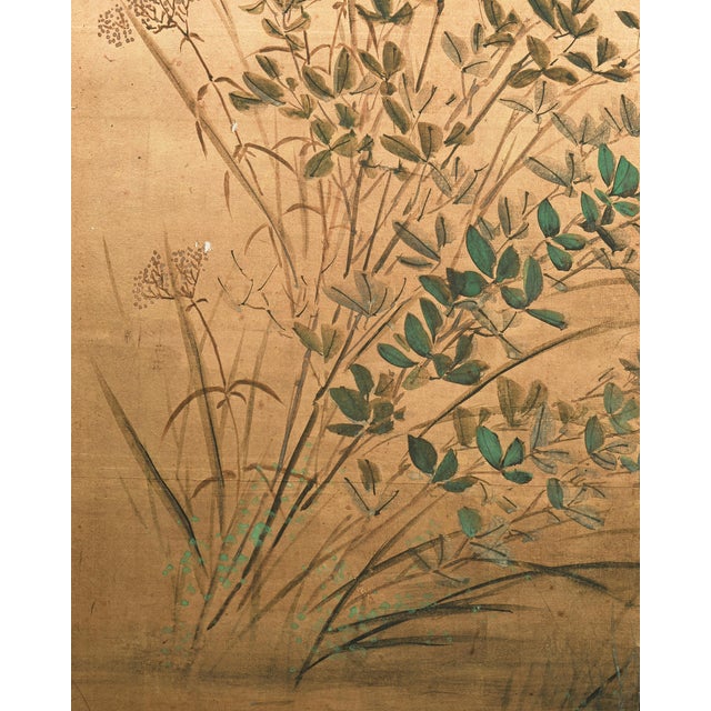 Early 20th Century Japanese Showa Four-Panel Screen Autumn Landscape Rooster & Hen For Sale - Image 9 of 18