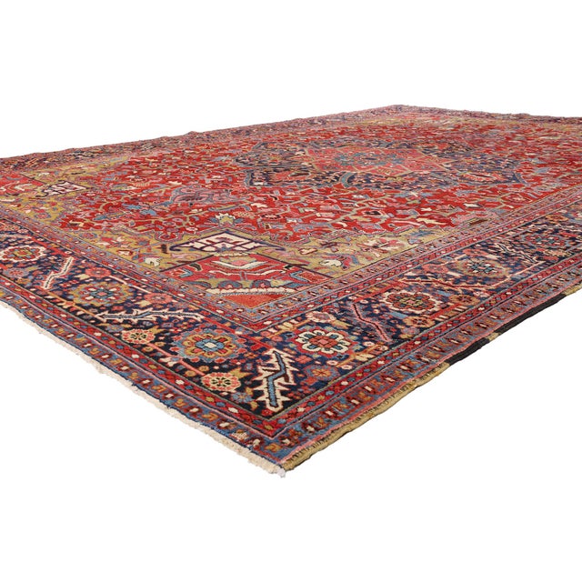 79681 Antique Persian Heriz Rug, 10'00 x 13'10. An Imperial Crest: Late 19th Century Persian Heriz Masterpiece of Noble...