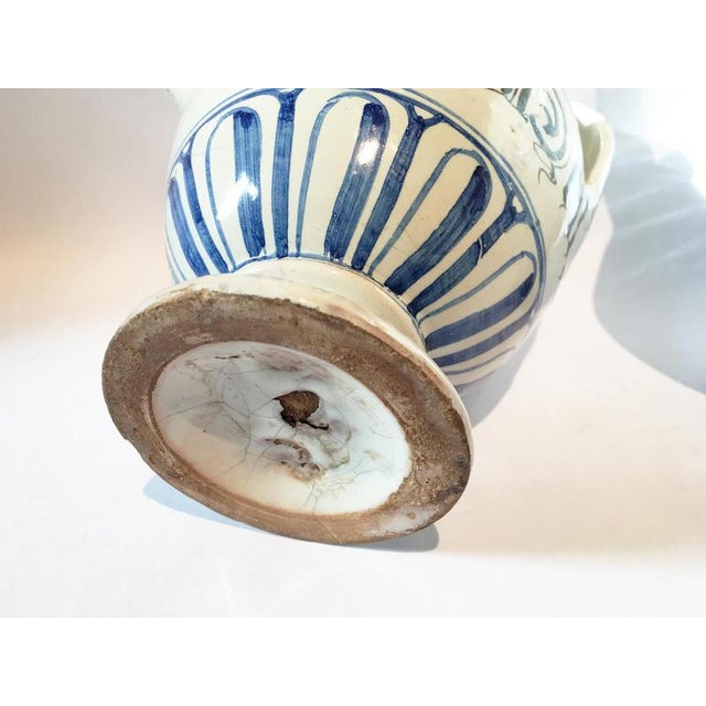 White and Blue Ceramic Pharmacy Carafes, Italy, Mid-18th Century, Set of 2 For Sale - Image 10 of 18