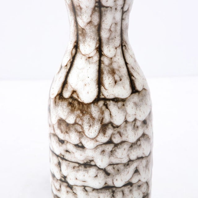 Mid-Century Modernist White and Earth Toned Ceramic Vase With Banded Detailing For Sale - Image 9 of 13