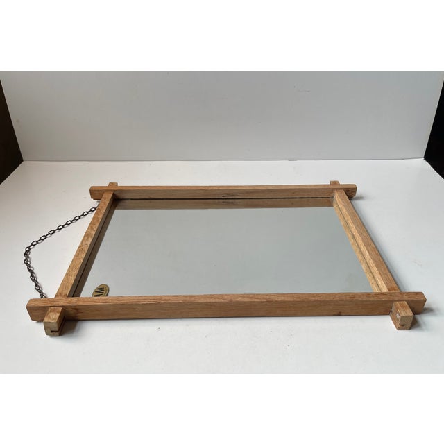 Art Deco Wall Mirror in Oak by Am Spejle, 1940s For Sale - Image 4 of 8