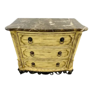 French Empire Style Commode or Dresser With Marble Top & Bronze Lion Head Pulls