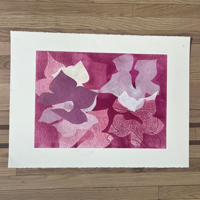 2020s Original Botanical Monotype and Collage Mixed Media Artwork “Orchide” 16 X 22, Unframed For Sale - Image 5 of 5