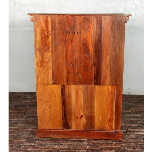 Auburn Solid Reclaimed Teak Wood Cabinet With Glass-Fronted Doors & Decorative Moldings For Sale - Image 8 of 8