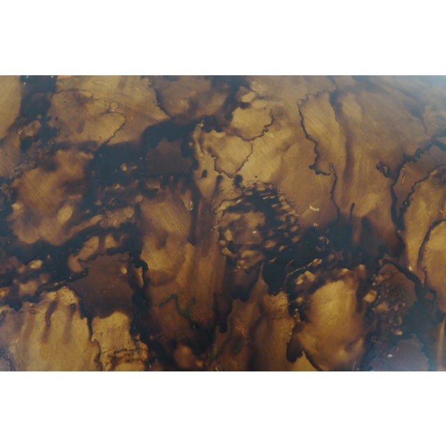 Late 20th Century Adelina Mottled Marbled Gold Amber Brown Bulbous Vase Urn Centerpiece For Sale - Image 9 of 12