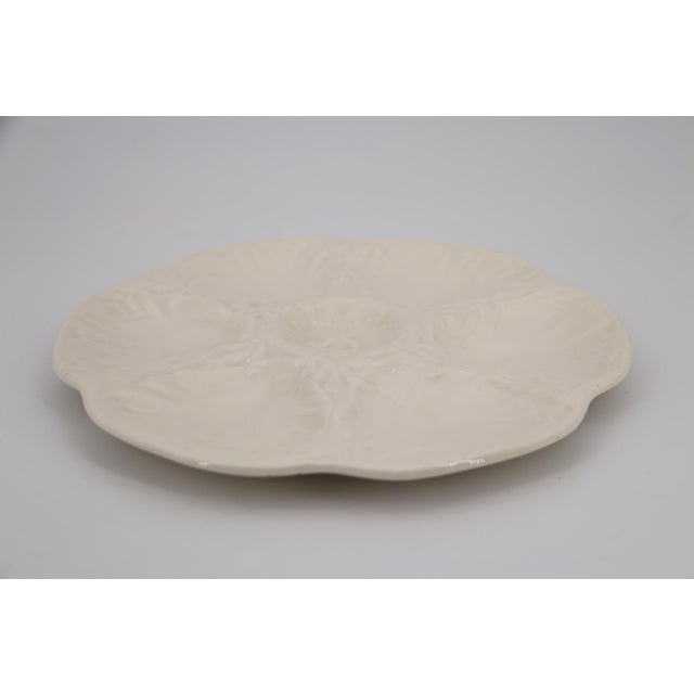 Ceramic French White Majolica Gien Oyster Plate For Sale - Image 7 of 15