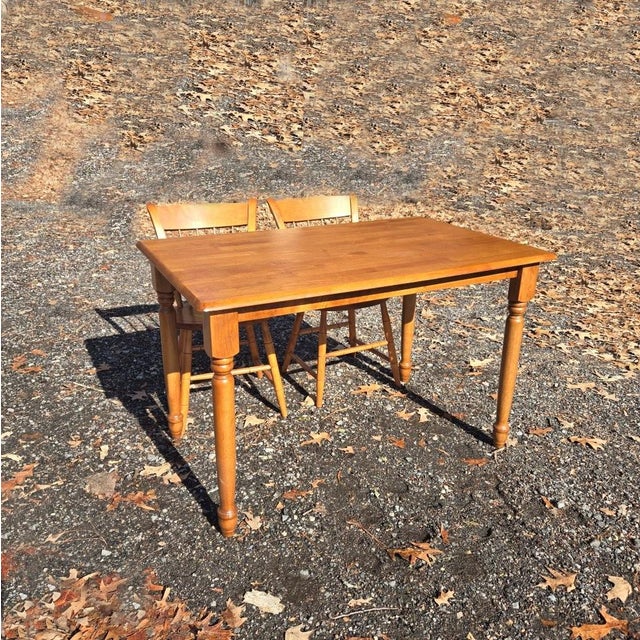 Traditional Late 20th Century Solid Wood Traditional Nichols and Stone Wooden Chairs and Amesbury Chair Dining Table For Sale - Image 3 of 14