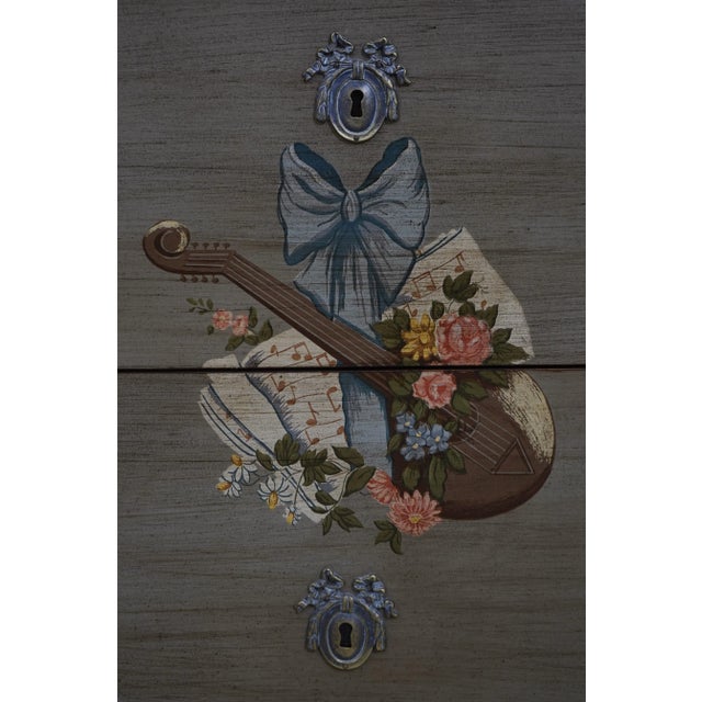 Paint Drexel French Style Paint Decorated Chest or Dresser For Sale - Image 7 of 12