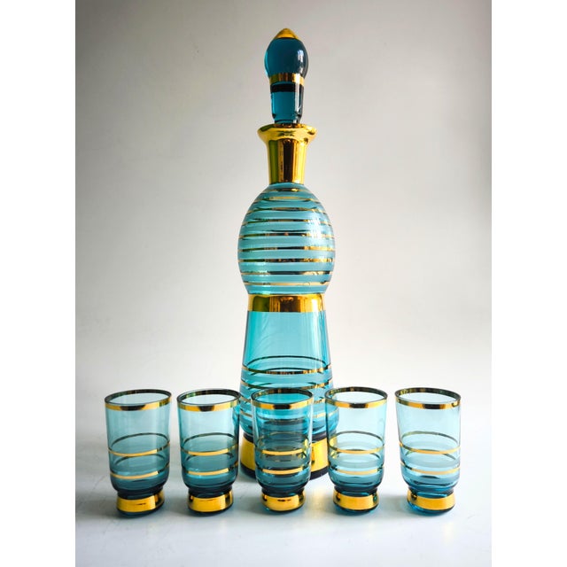 Mid-Century Modern Set of 6, Mid-Century Modern Tuscany Liqueur Set From the 1960s For Sale - Image 3 of 16