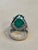 Metal 18 Carat Huge Emerald Cabochon 14 Karat White Gold Cocktail Ring Vintage Unisex For Sale - Image 7 of 8