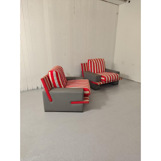 Gray Vintage Armchairs in Fabric and Wood, 1970s, Set of 2 For Sale - Image 8 of 11