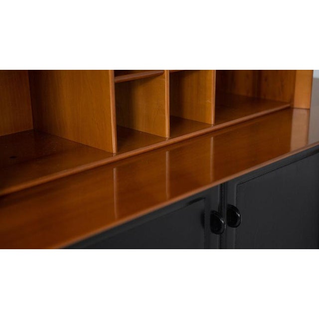 1970s Mid-Century Modern Cabinet in Wood and Leather, Italy, 1970s For Sale - Image 5 of 14