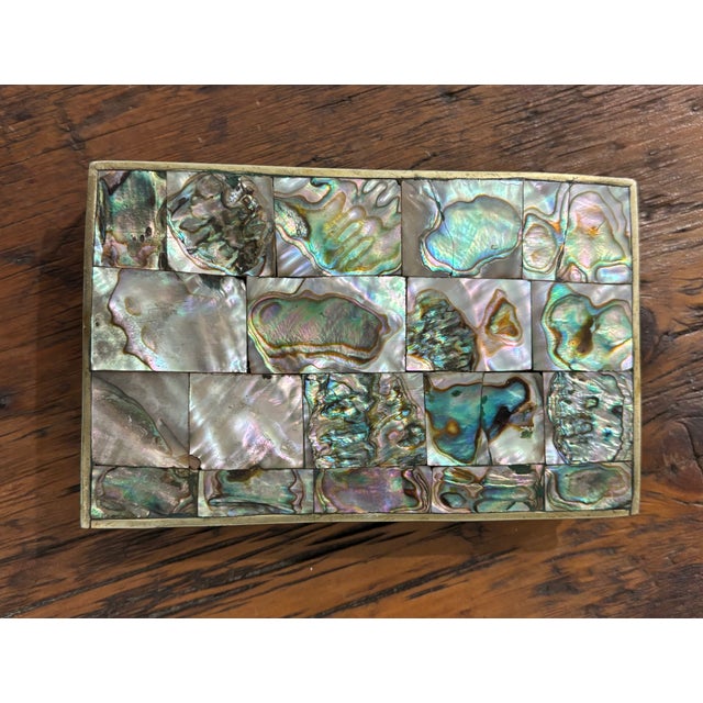 Blue Mid-Century Mexican Abalone Decorative Box For Sale - Image 8 of 18