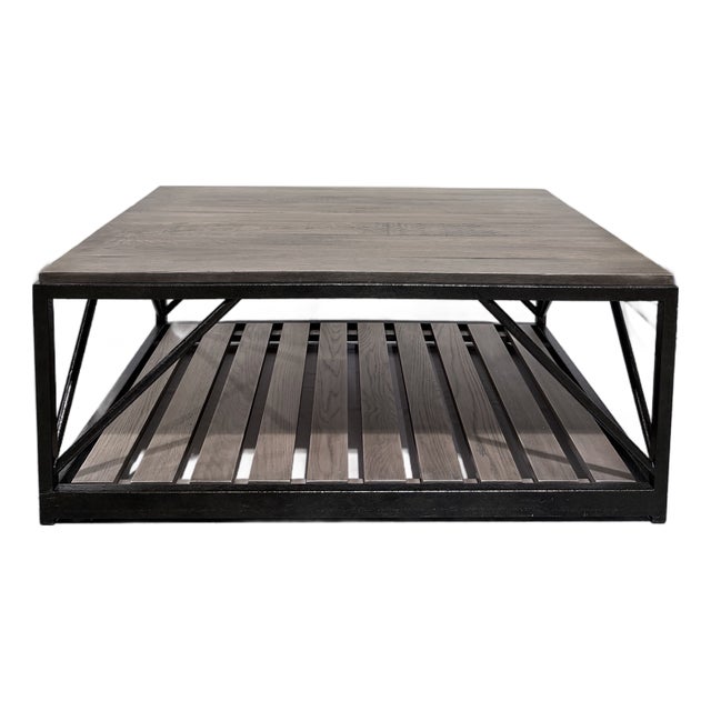 Ethan Allen Beam Industrial Modern Coffee Table For Sale