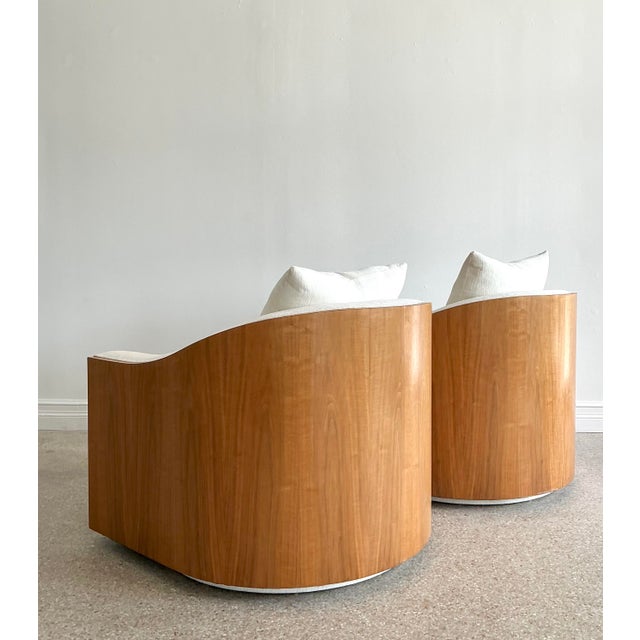 Late 20th Century Vintage Kreiss Mambo Wood Swivel Chairs - A Pair For Sale - Image 5 of 12