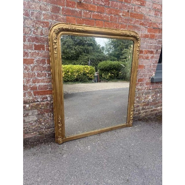 Gold Antique English Arched Top Gilt Overmantle Mirror For Sale - Image 8 of 9