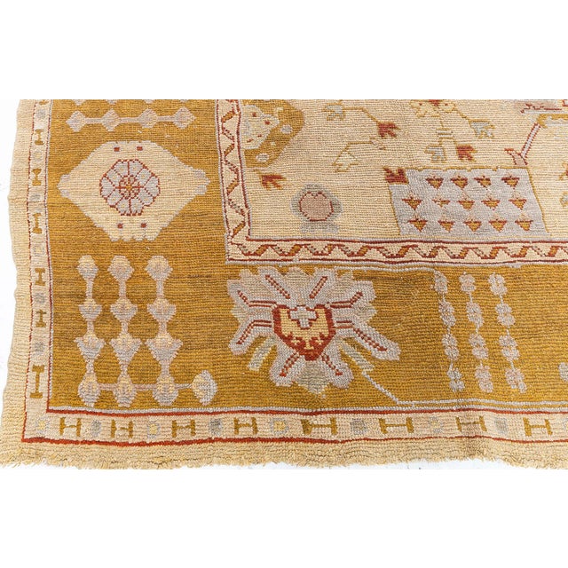Turkish 1920s Turkish Oushak Rug  Timeless Elegance and Artisan Craftsmanship For Sale - Image 3 of 10