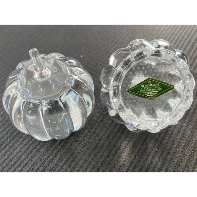Transparent Vintage Shannon Crystal Pumpkin Salt and Pepper Shaker Set For Sale - Image 8 of 8