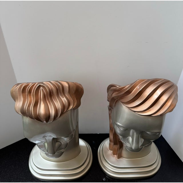 1980s Art Deco Revival Busts After Lora Marx -a Pair For Sale - Image 9 of 15