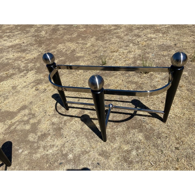 Sputnik Studio Vintage Space Age Design Chrome and Glass Atomic Coffee & Demilune Console Table For Sale - Image 4 of 18