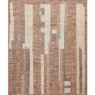 Nazmiyal Collection Neutral Earthy Brown Grey Cream Geometric Contemporary Area Rug For Sale