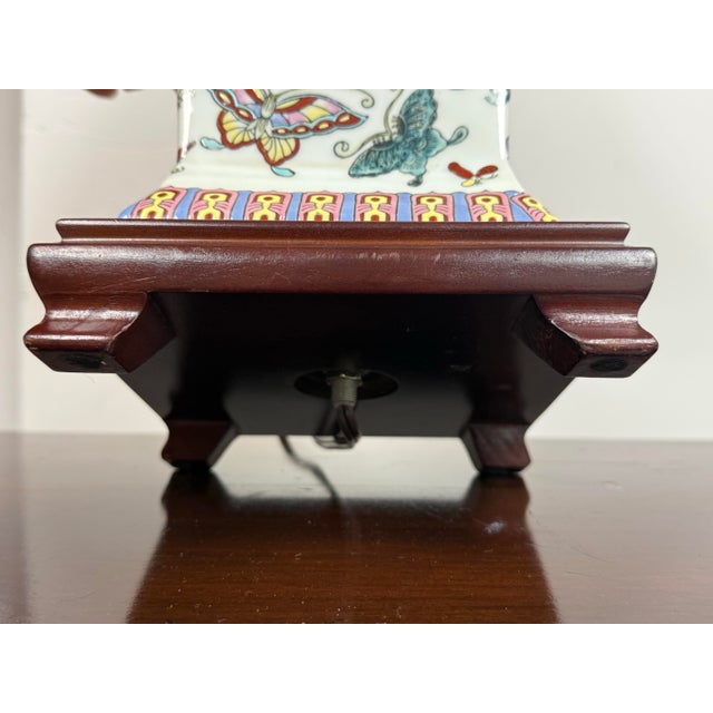 Chinoiserie Porcelain Butterfly Table Lamp, Vintage For Sale - Image 12 of 12