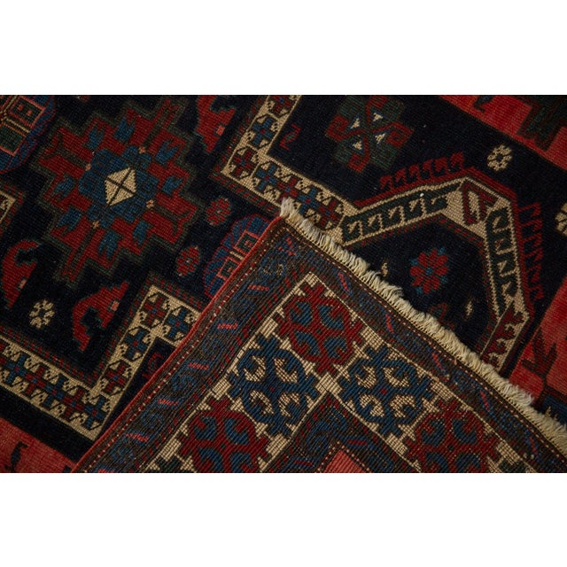 Navy Blue 1920s Antique Persian Northwest Stepped Medallion Wool Rug For Sale - Image 8 of 12
