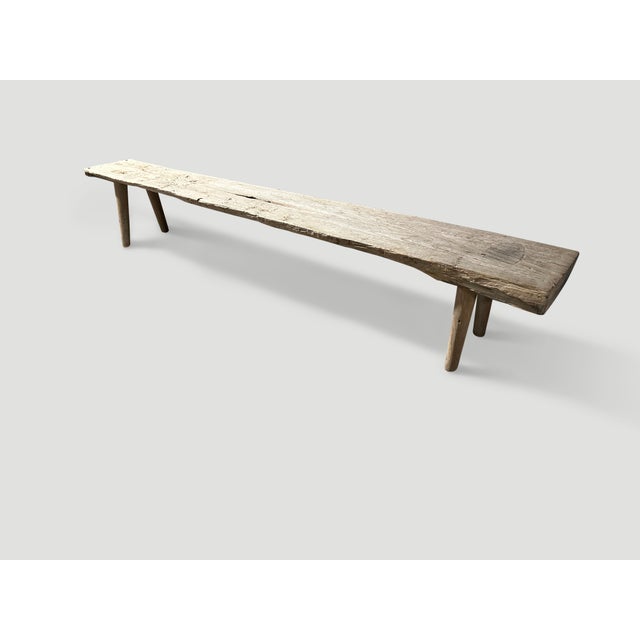 2010s Andrianna Shamaris Impressive Long Teak Wood Bench For Sale - Image 5 of 6