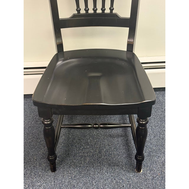 Wood Farmhouse Style Black Painted Dining Chairs - Set of 6 For Sale - Image 7 of 11