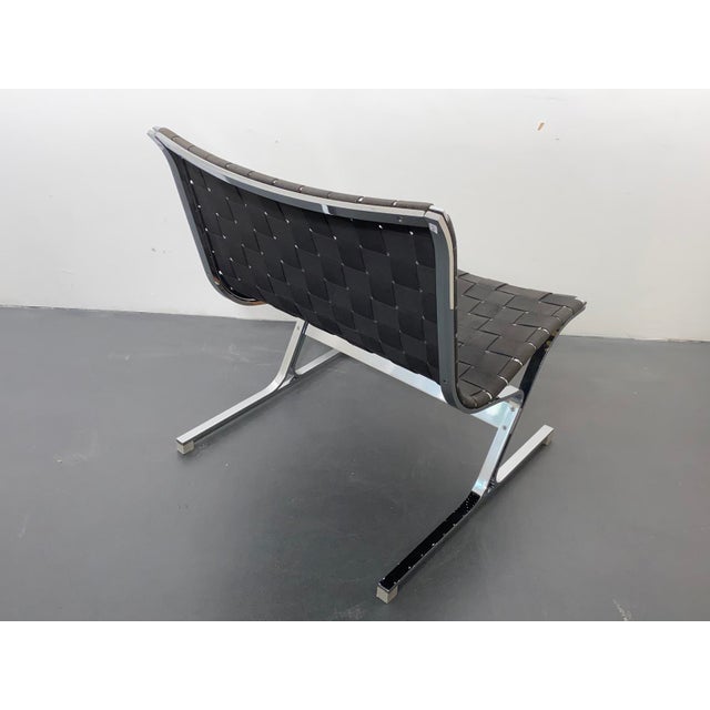 Italian Chromed Metal and Black Fabric Model Luar Club Chair by Ross Littell for ICF De Padova, 1960s, in Good conditions....