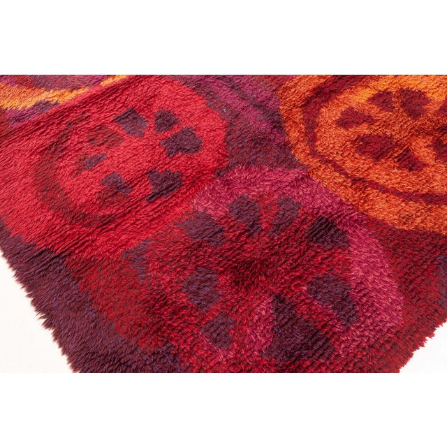 Vintage Swedish Rya Rug Size: 6'6" × 10'0" (198 × 304 cm) A stunning example of mid-century Scandinavian textile artistry,...