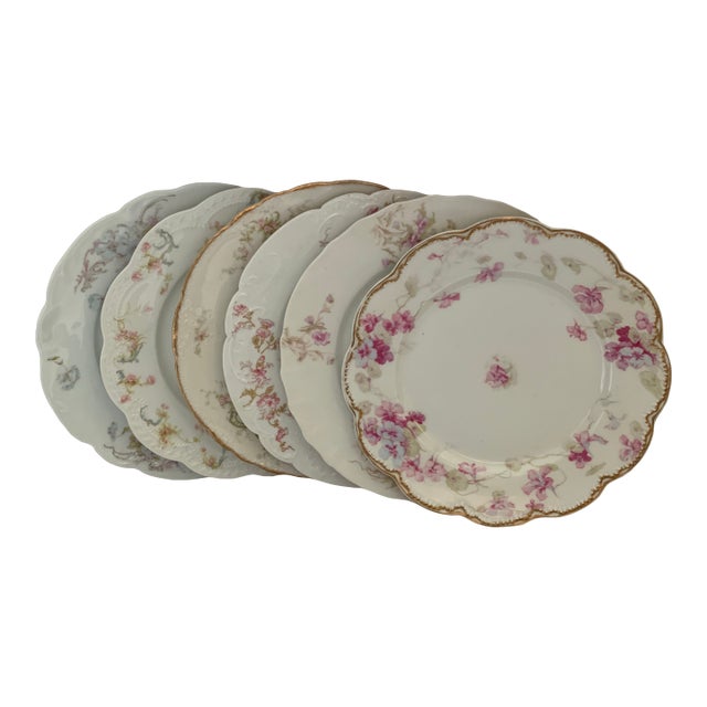 Early 20th Century Mismatch French Limoges Dinner Plates - Set of 6 For Sale