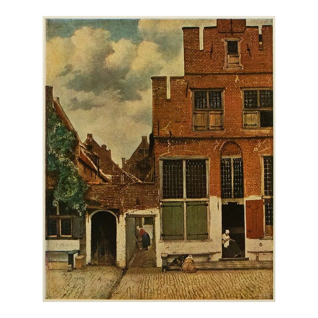 Circa 1950s "Street in Delft" Vintage Full Color Print After Vermeer For Sale