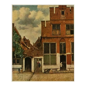 Circa 1950s "Street in Delft" Vintage Full Color Print After Vermeer