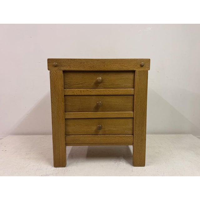 Brutalist Three-Drawer Oak Chest of Drawers, 1960s For Sale - Image 11 of 13